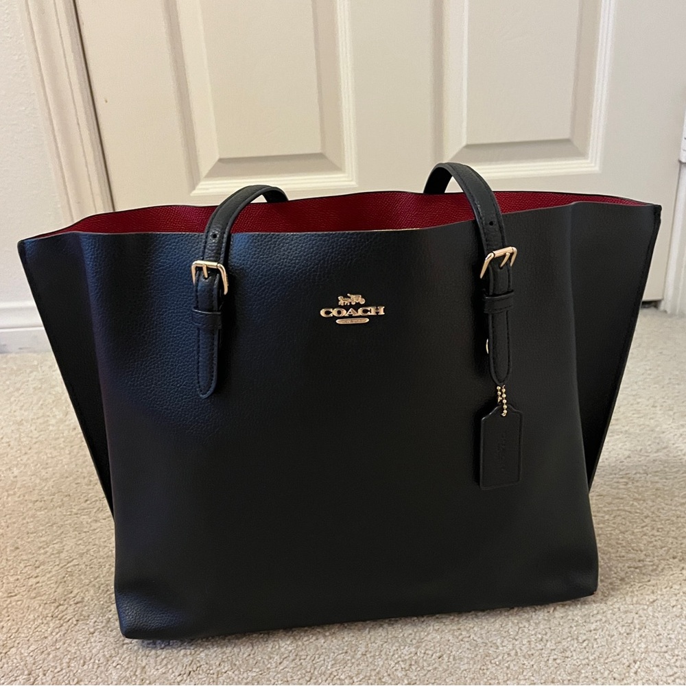 Coach Black Tote with Red Interior